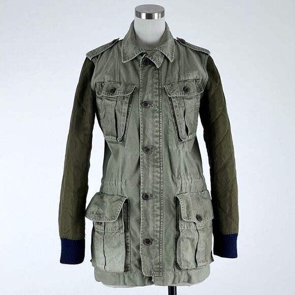J CREW  Quilted  Boyfriend Fatigue Military Jacket Women's Size XS - Picture 2 of 9
